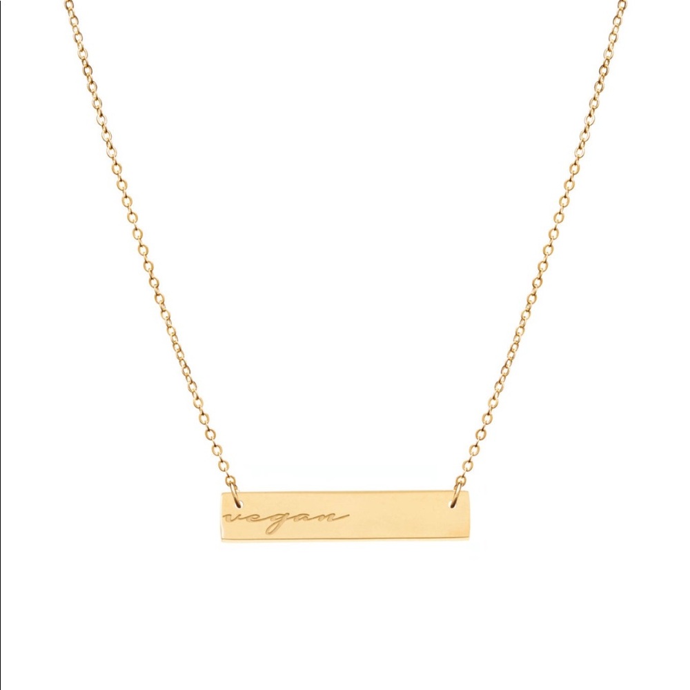 The Hungry Elephant Engraved Vegan Bar Necklace